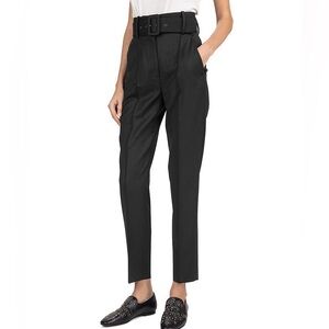 Black 100% Wool high waisted trousers